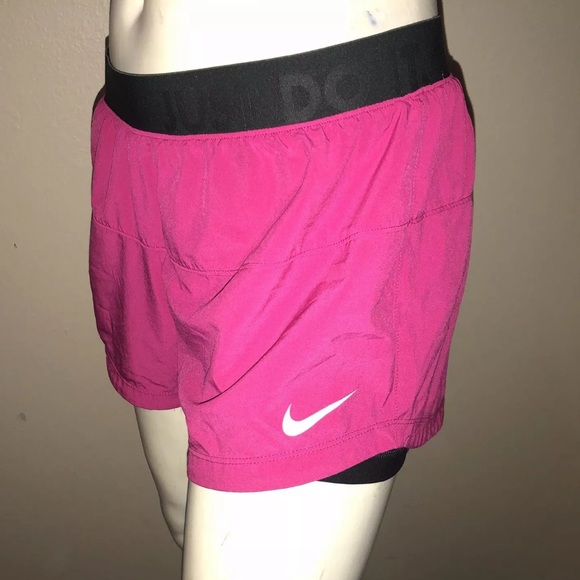 Nike Pants - NIKE DRI-FIT Layered Shorts Pink Gray Medium